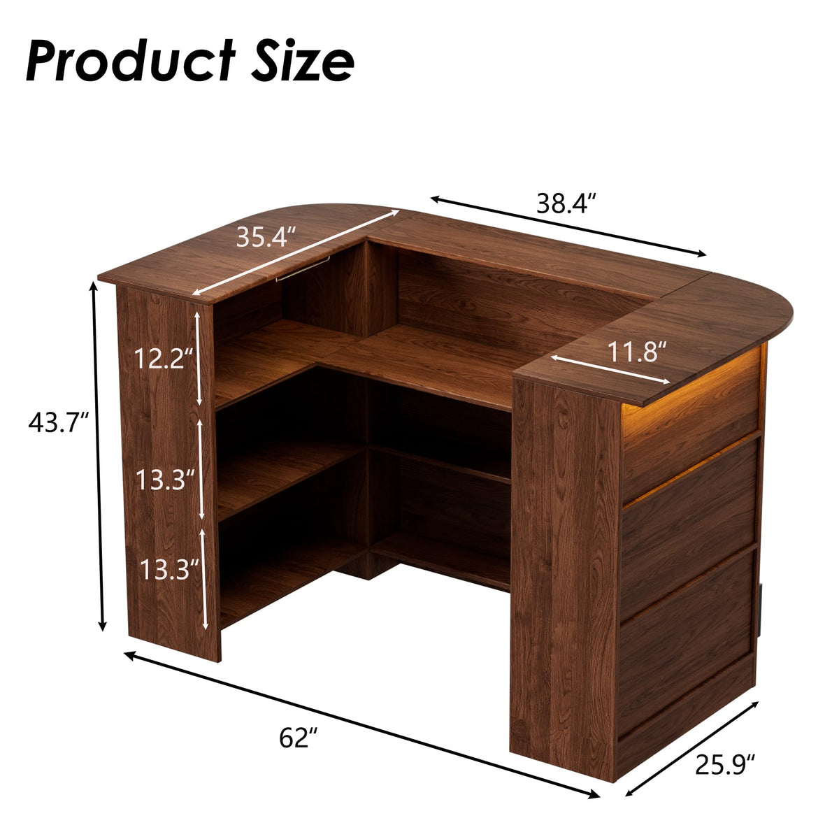 U-Shaped LED Bar Cabinet
