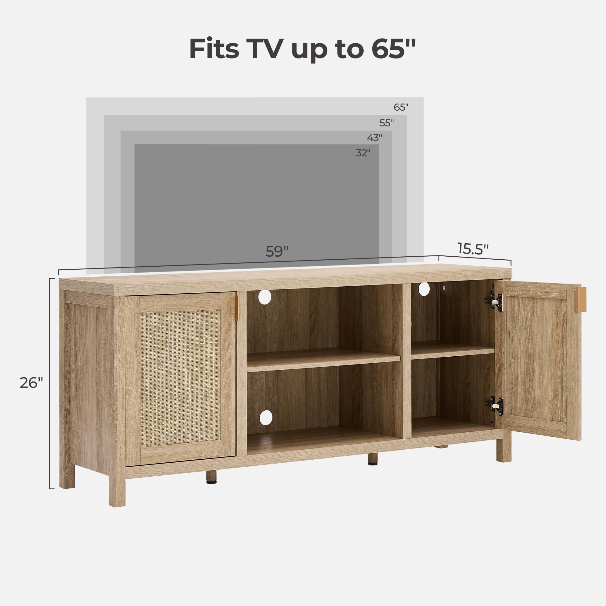 59" Rattan TV Stand with Storage