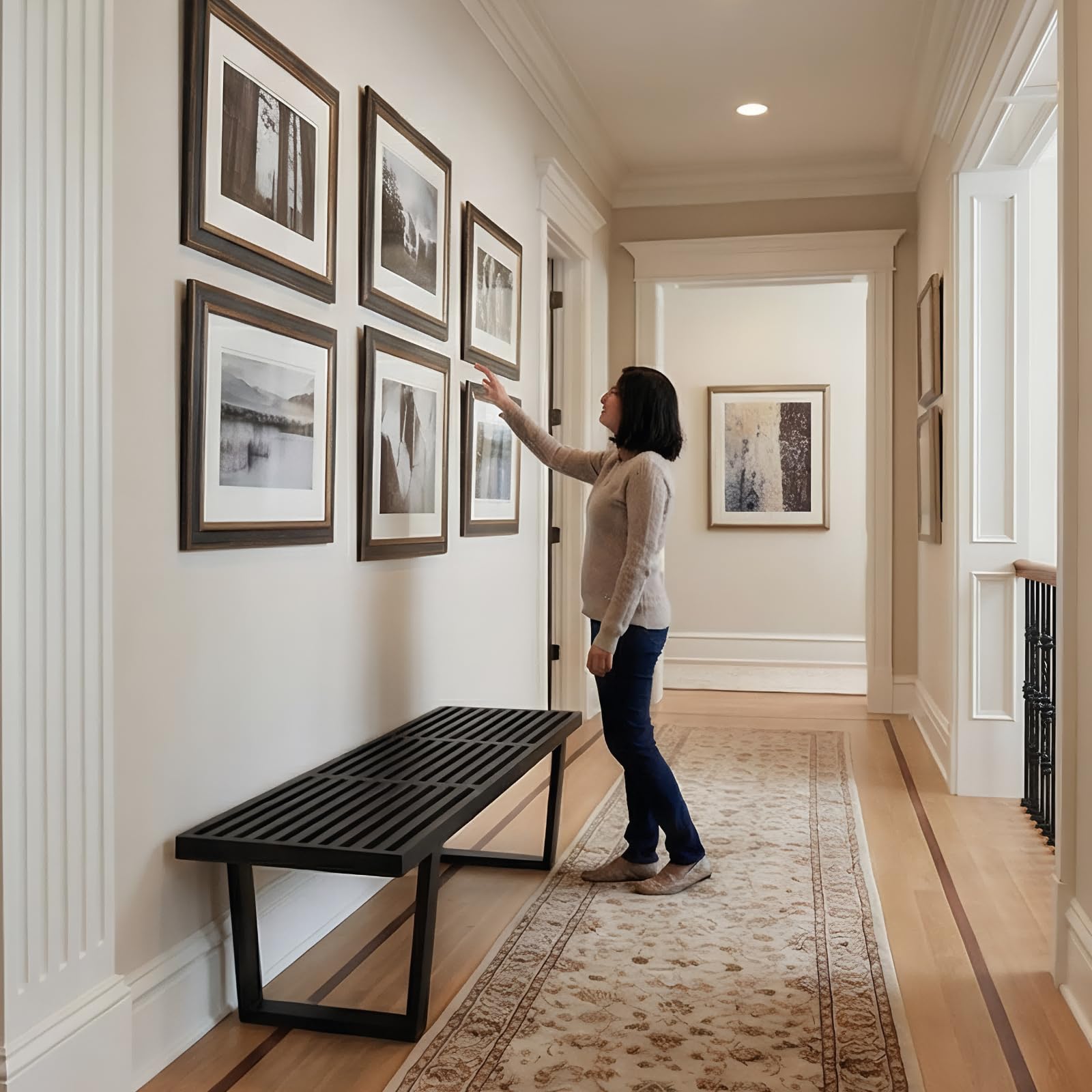 55" Industrial Wood Entryway Bench with Metal Frame