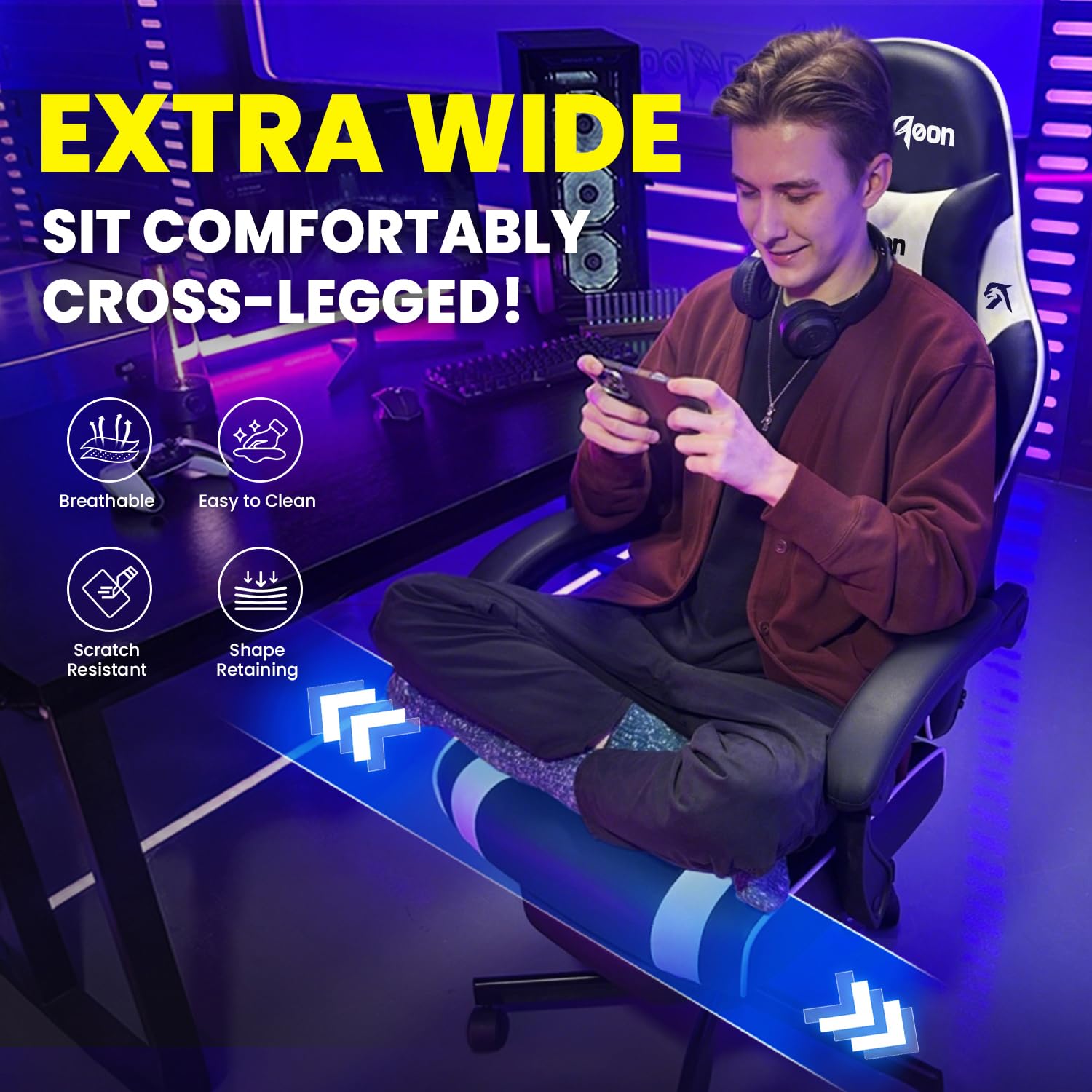 Ergonomic Gaming Chair with Footrest, Headrest & Lumbar Support