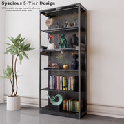 5-Tier Glass Display Cabinet with LED Lighting & Motion Sensor