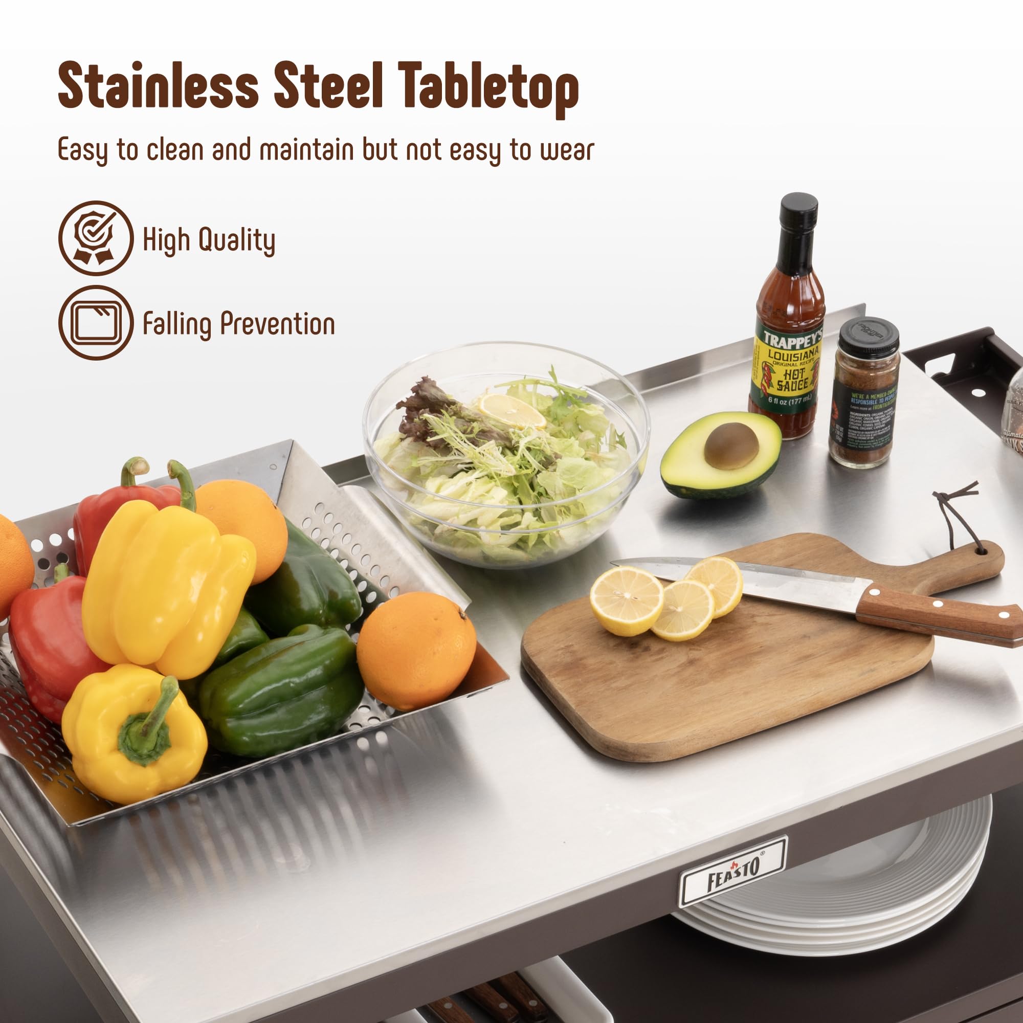 Outdoor Grill Cart with Stainless Steel Top & Storage Cabinet