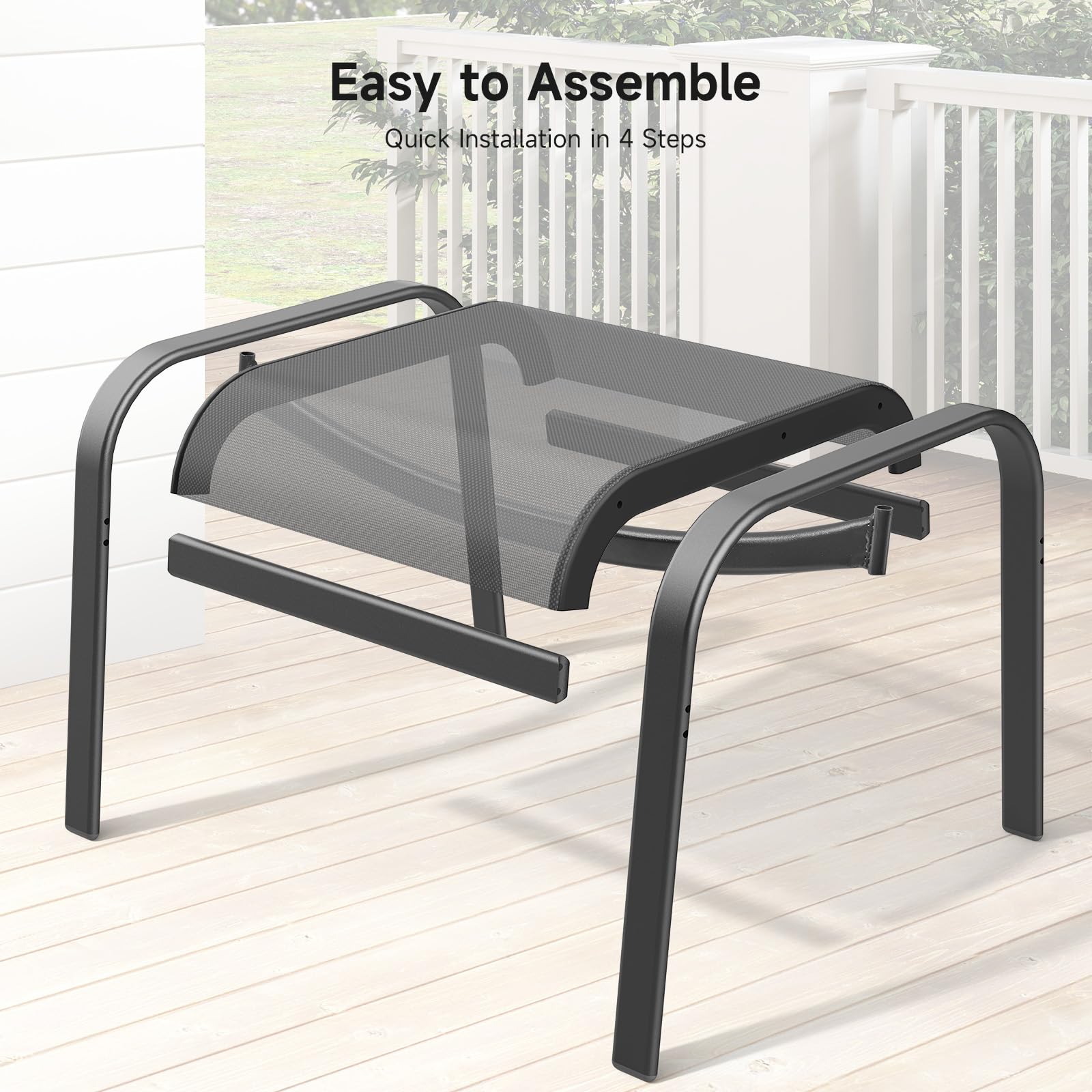 Outdoor Ottoman Set of 2 – Stackable Patio Foot Stool