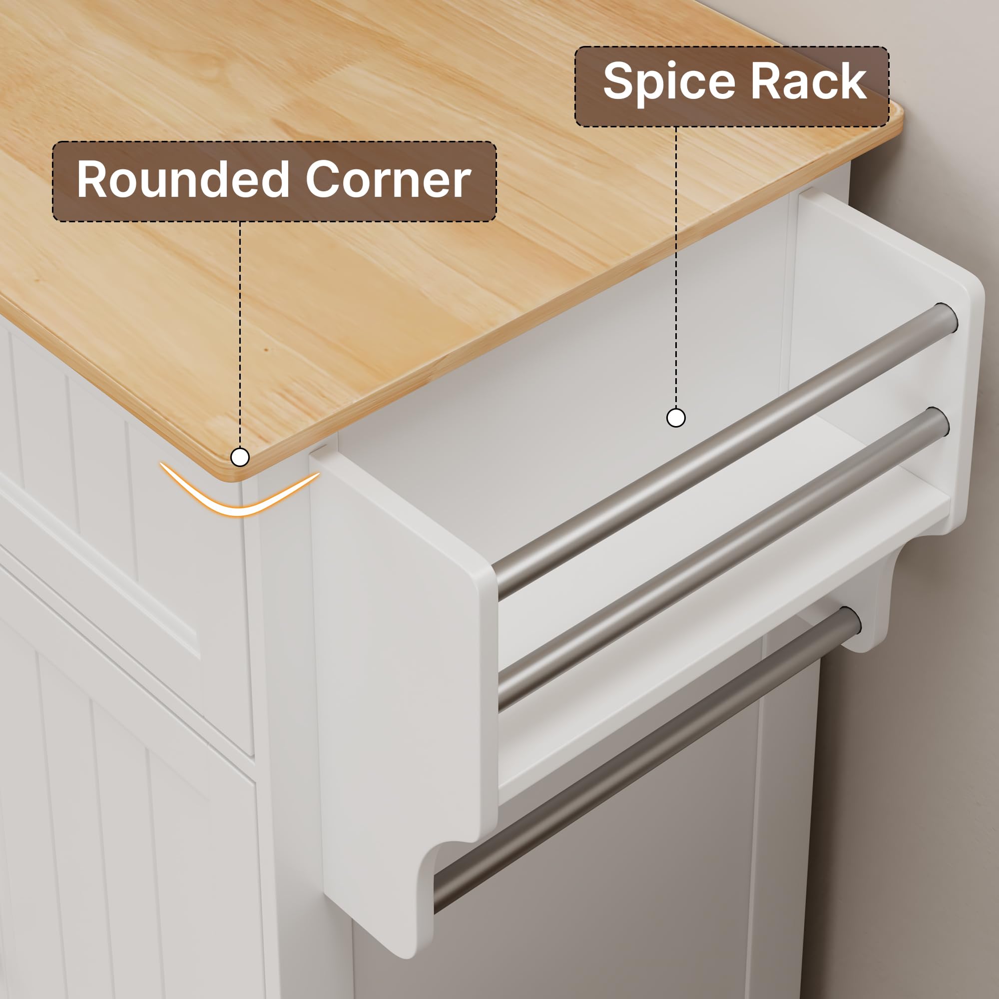 Kitchen Island Cart with Adjustable Shelf