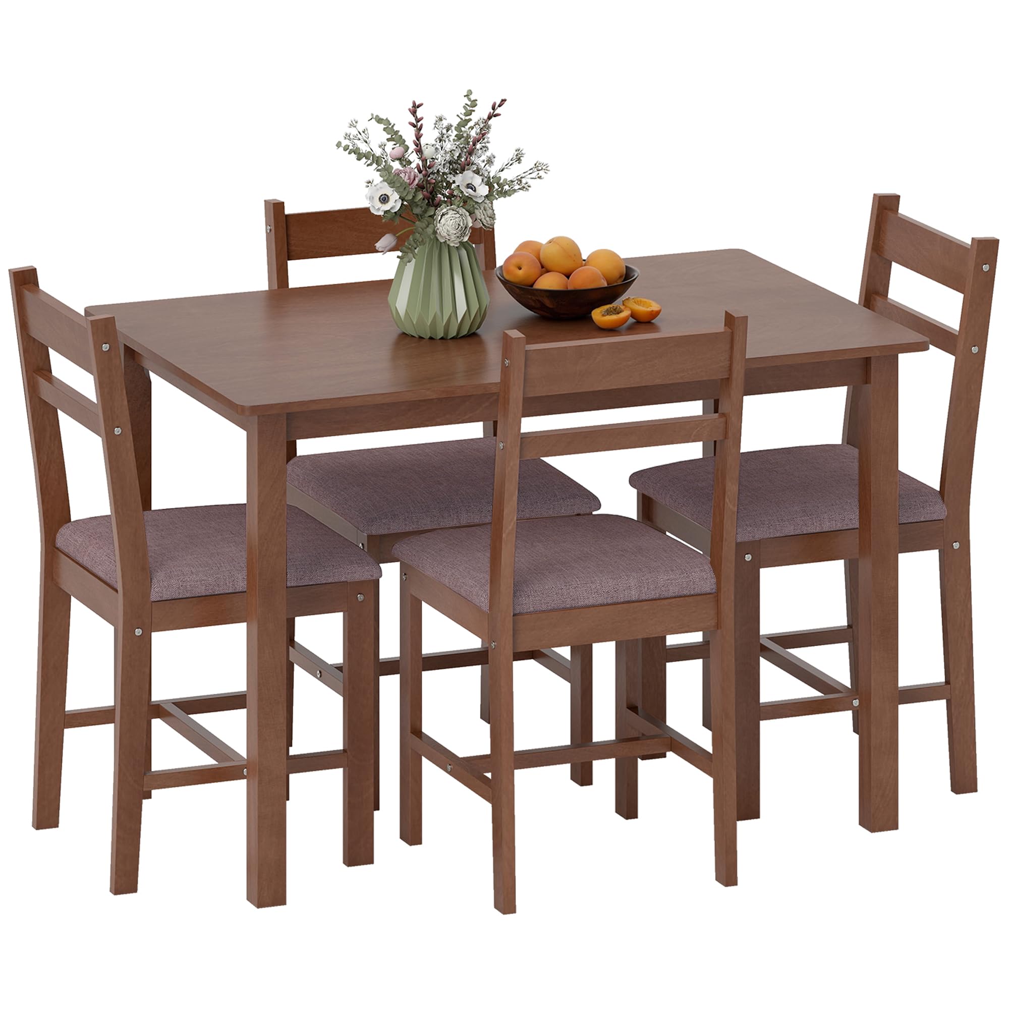 5-Piece Farmhouse Dining Table Set for 4