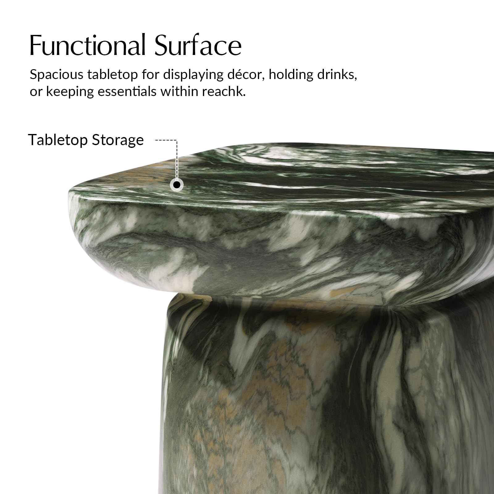 Concrete Pedestal Side Table with Faux Marble Finish