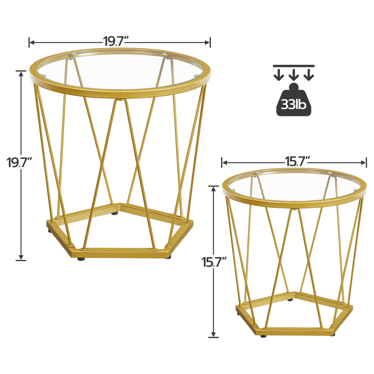 Gold Glass Nesting Coffee Tables
