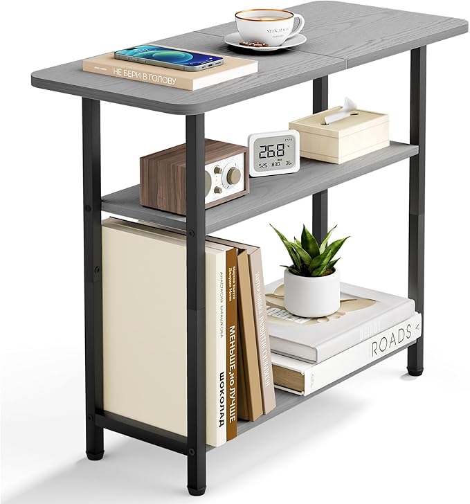 3-Tier Industrial Side Table with Steel Frame