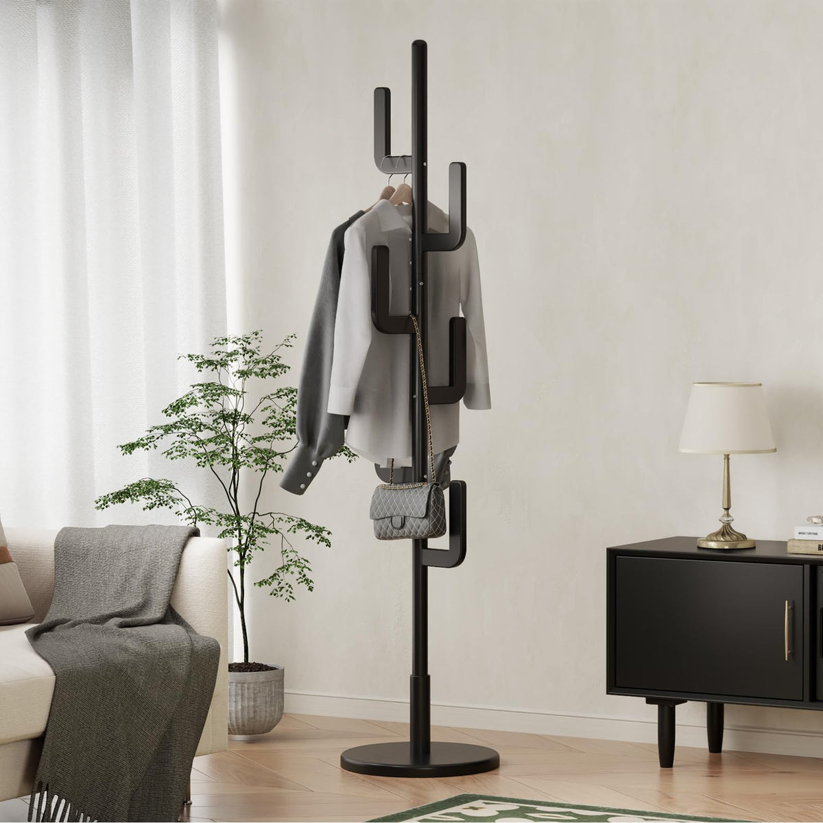 Adjustable Wood Cactus Coat Rack