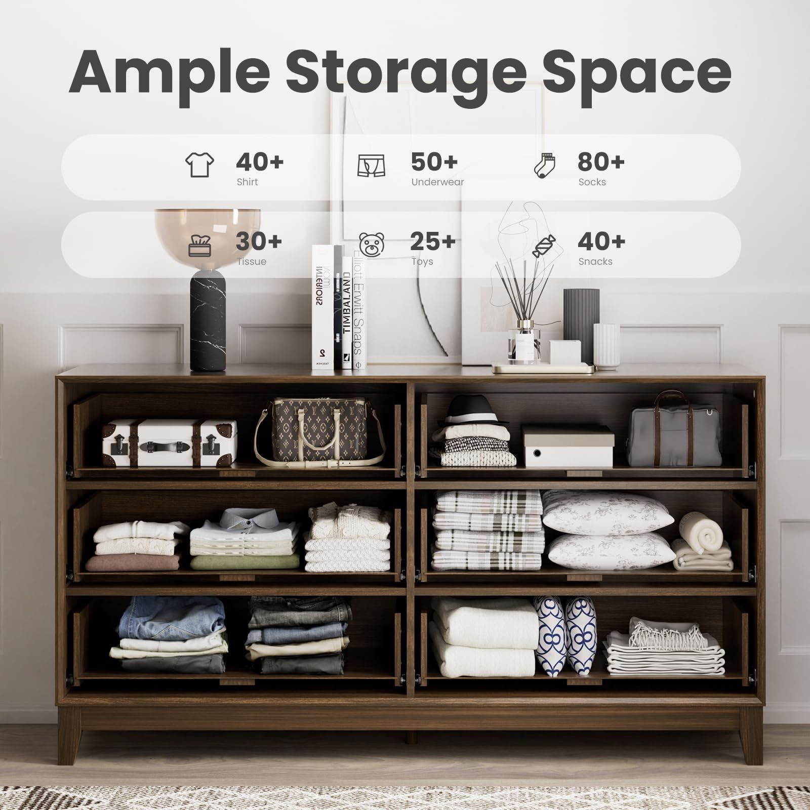 6-Drawer Fluted Dresser