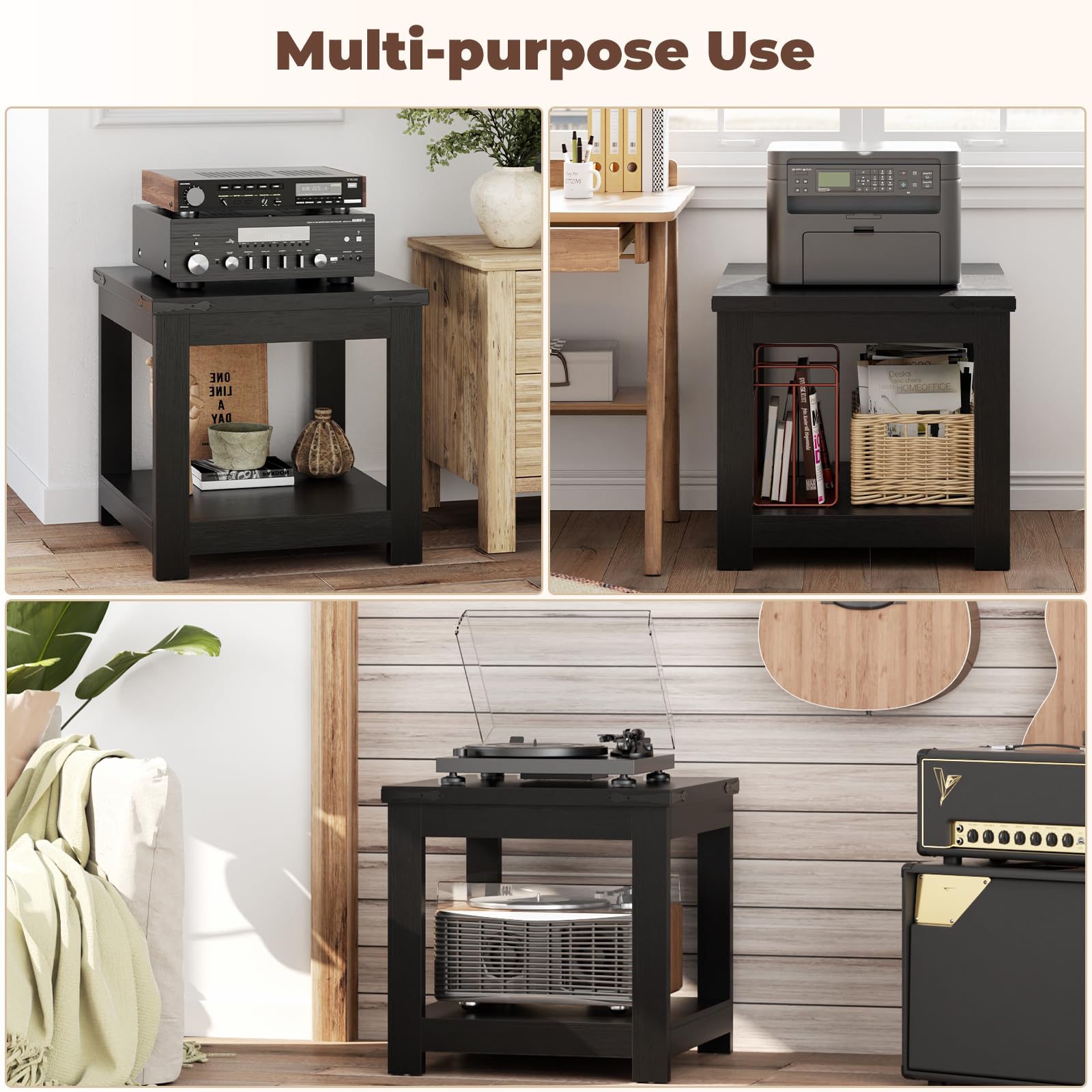 Square End Table with Storage Shelf