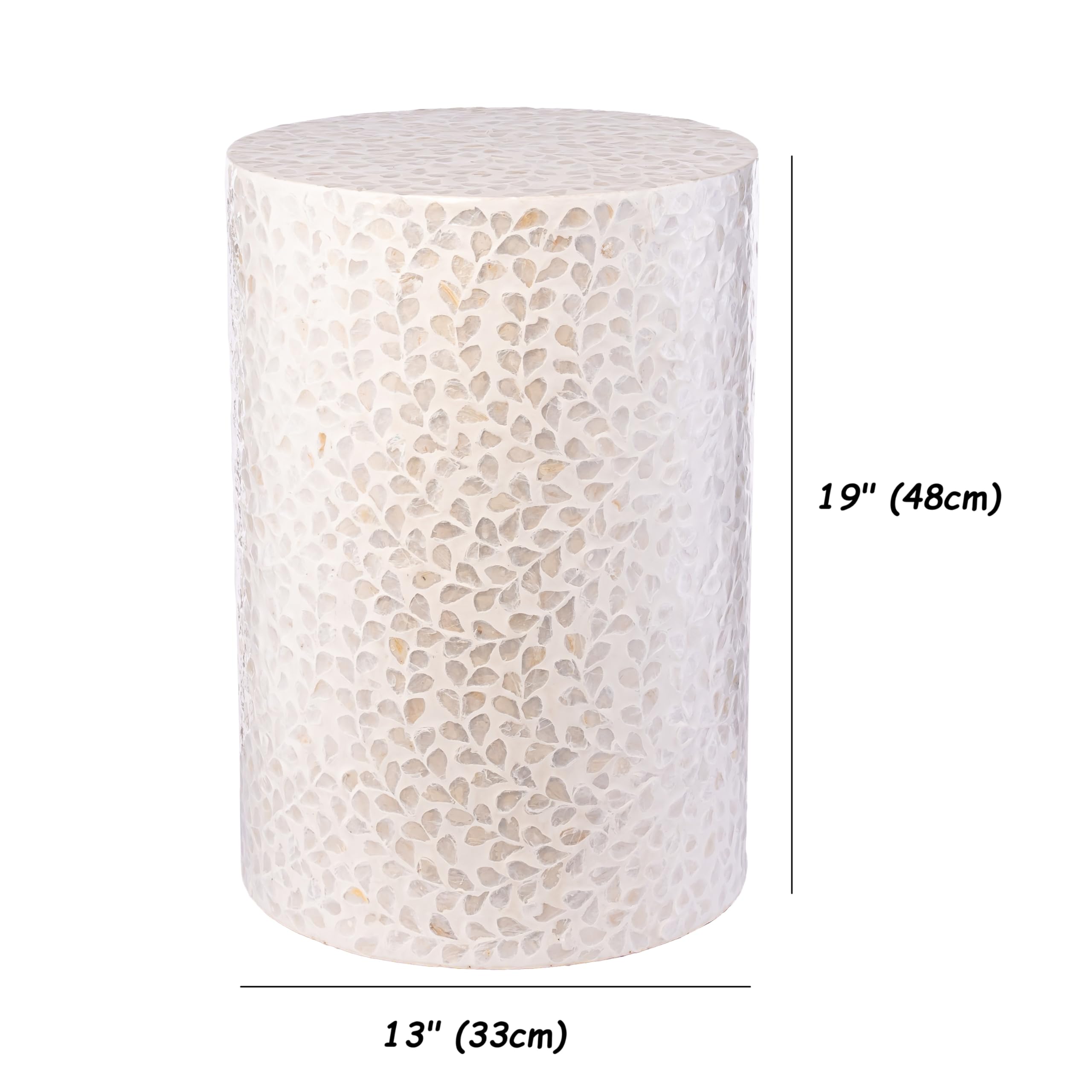 Capiz Shell Cylinder Drum End Table