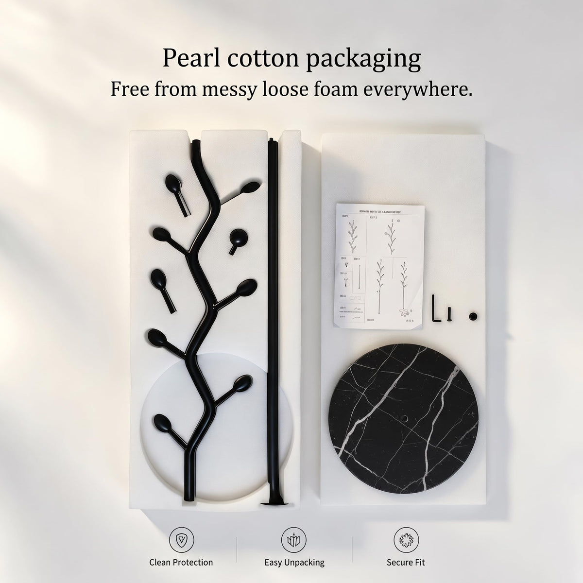 9-Hook Marble Base Coat Rack