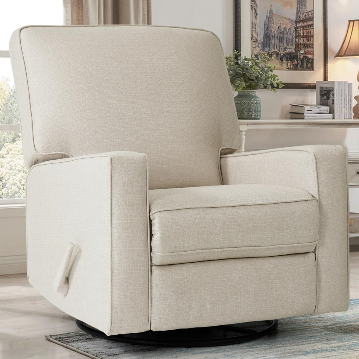 Harkawon Swivel Rocker Recliner Chair, Glider Rocker Recliner, Beige