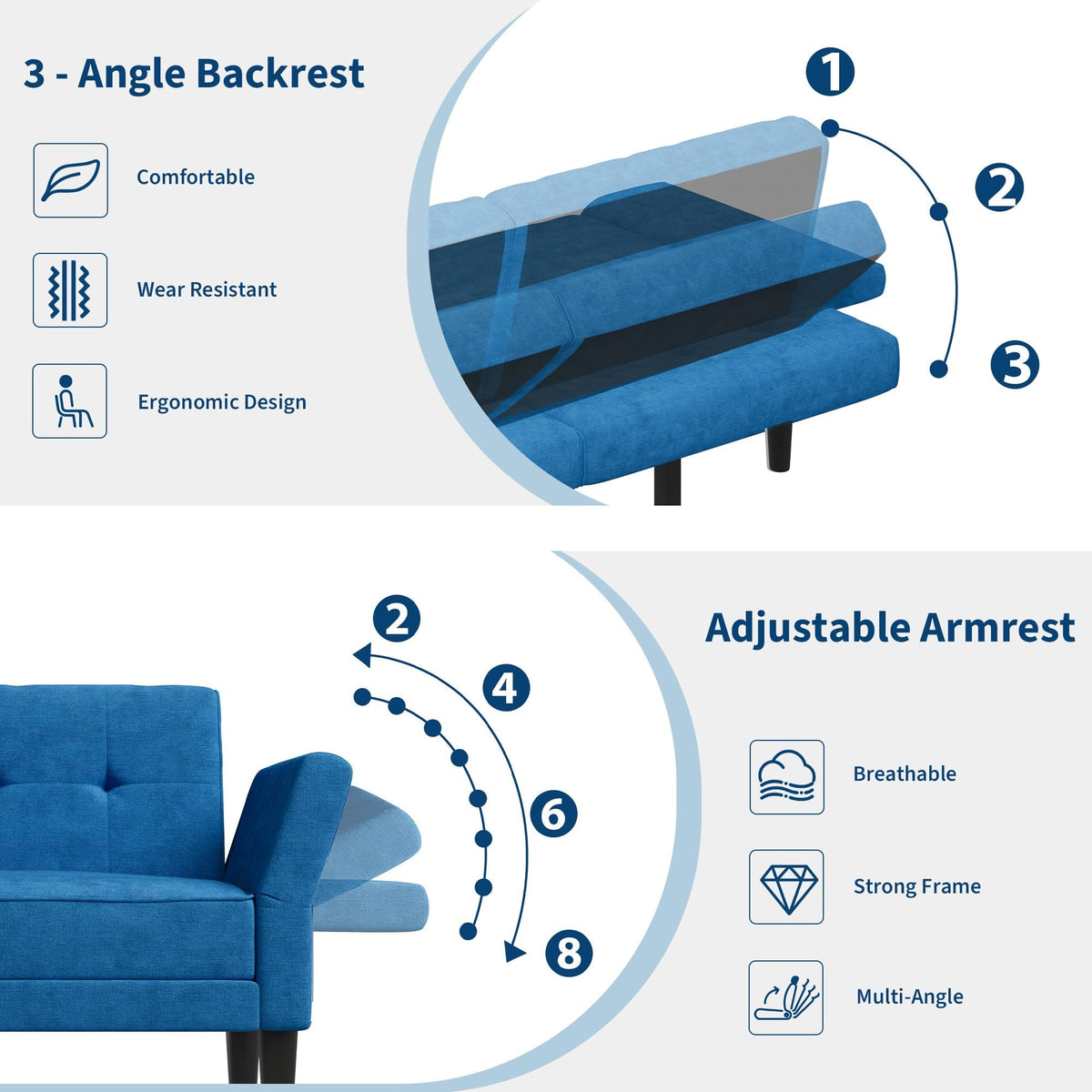Garvee 89" Futon Sofa Bed, Modern Chenille Sleeper Couch