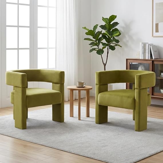 Olive Green Velvet Accent Chair