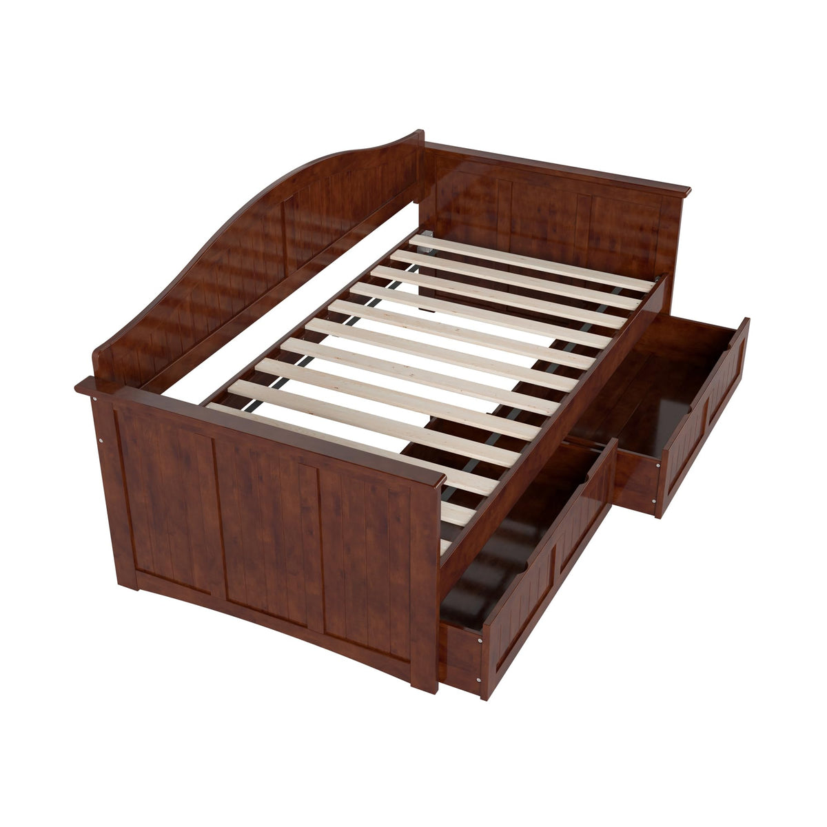 AFI, Nantucket Twin Size Wood Daybed Frame with 2 Storage Drawers, Walnut