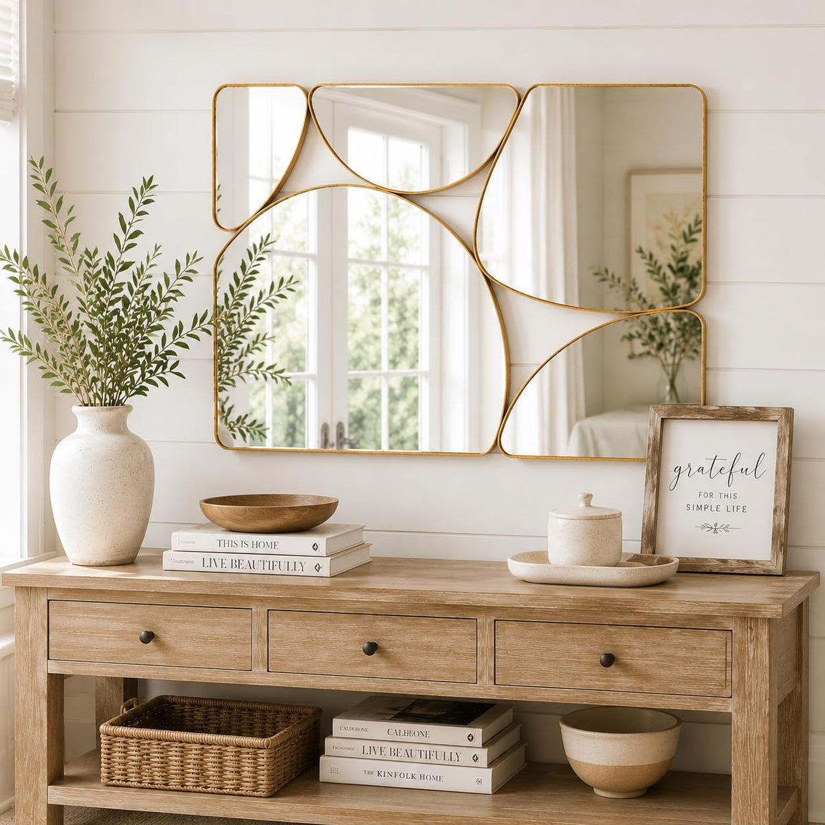 Antique Gold Abstract Wall Mirror