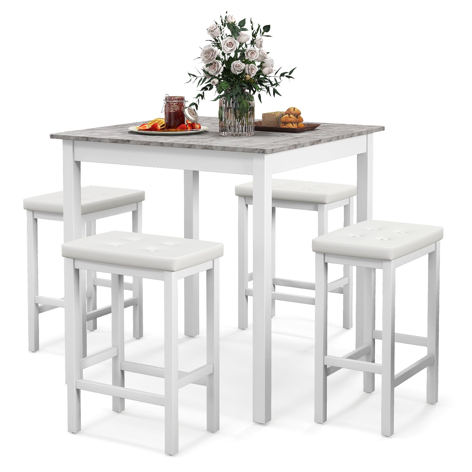 Counter Height Dining Table Set with 4 Bar Stools