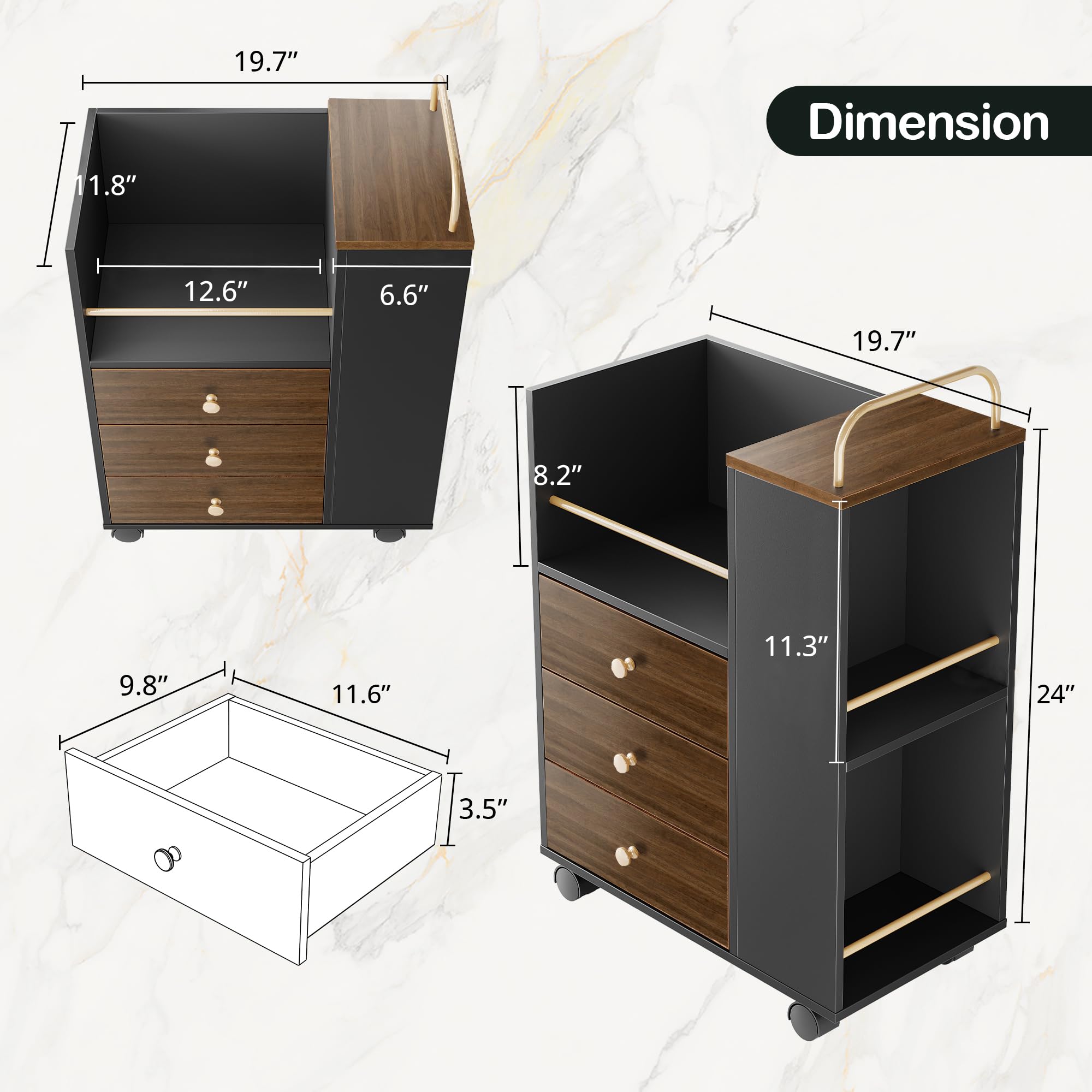 L-Shaped Electric Standing Desk with File Cabinets, 71"