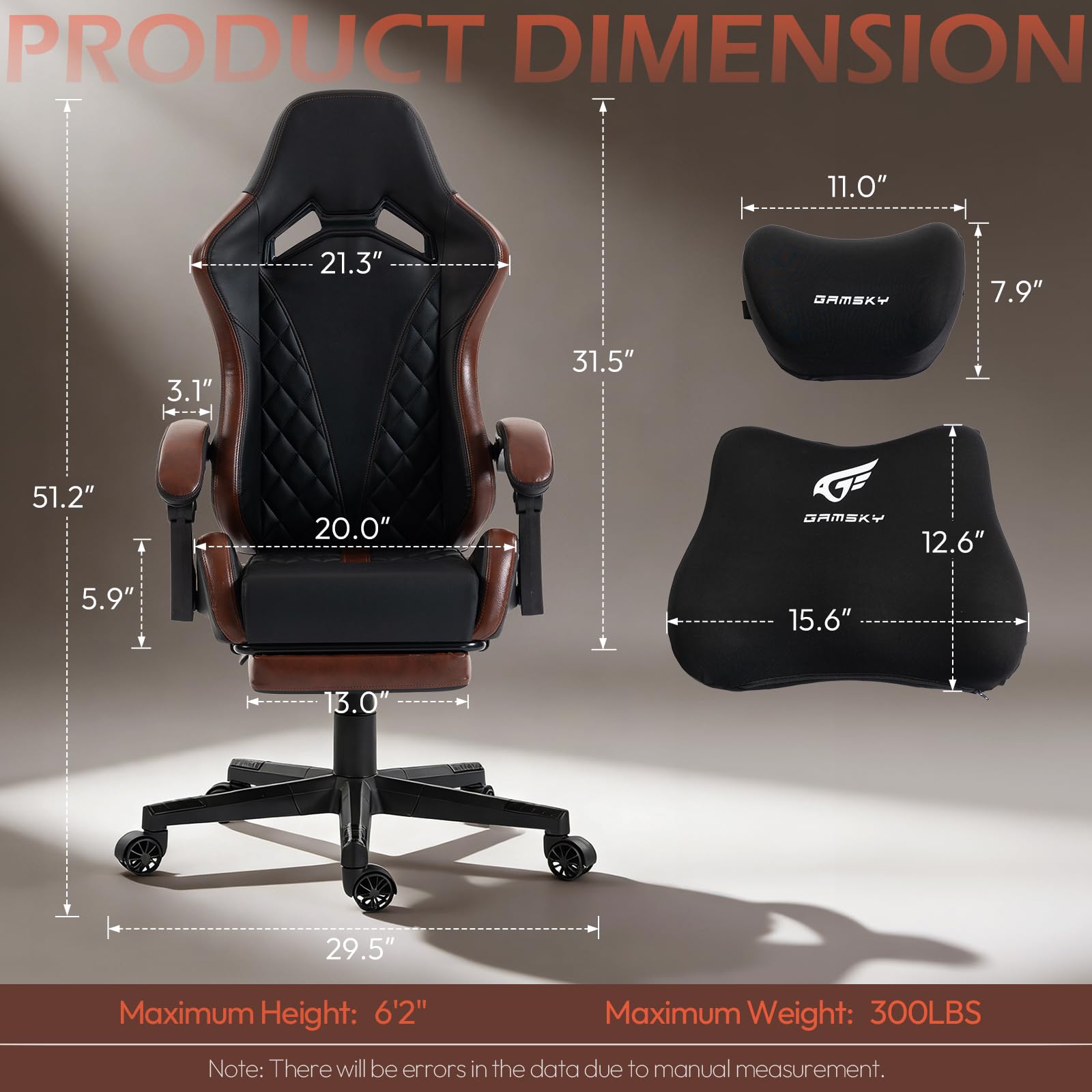 Ergonomic Gaming Chair with Footrest & Memory Foam Support