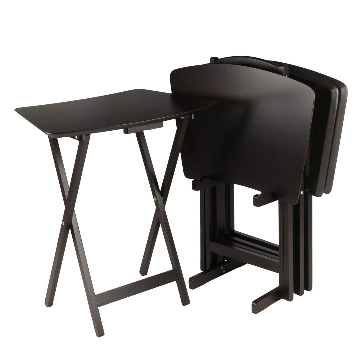 Winsome Set of 4 Anila Snack Tables with Storage Rack, 26", Coffee