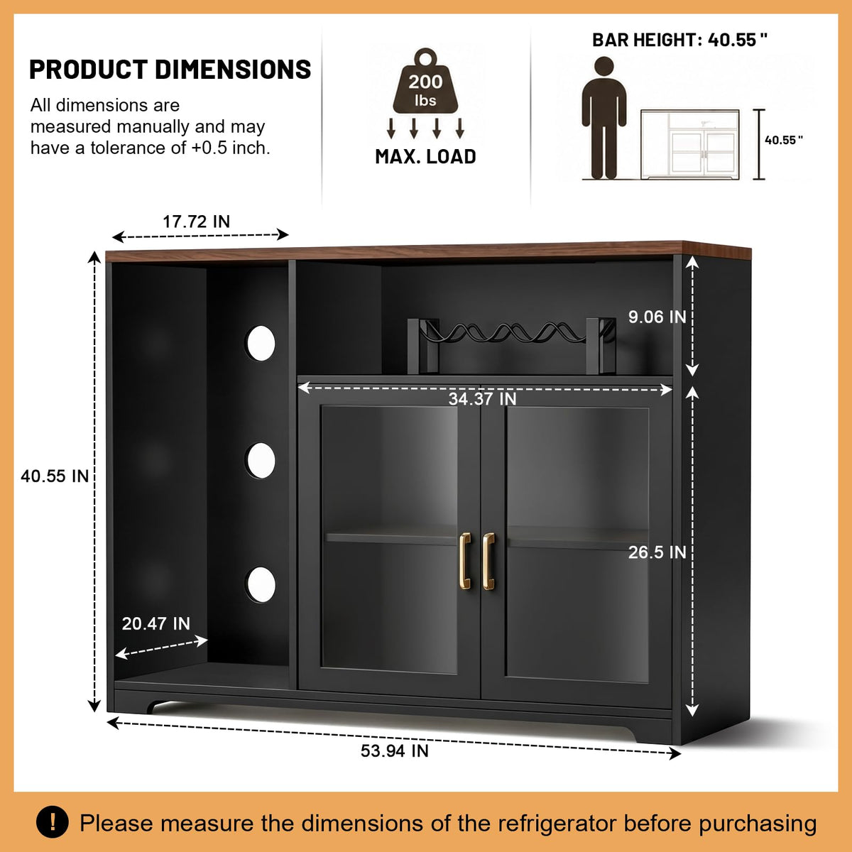 Coffee Bar Cabinet with Fridge Space