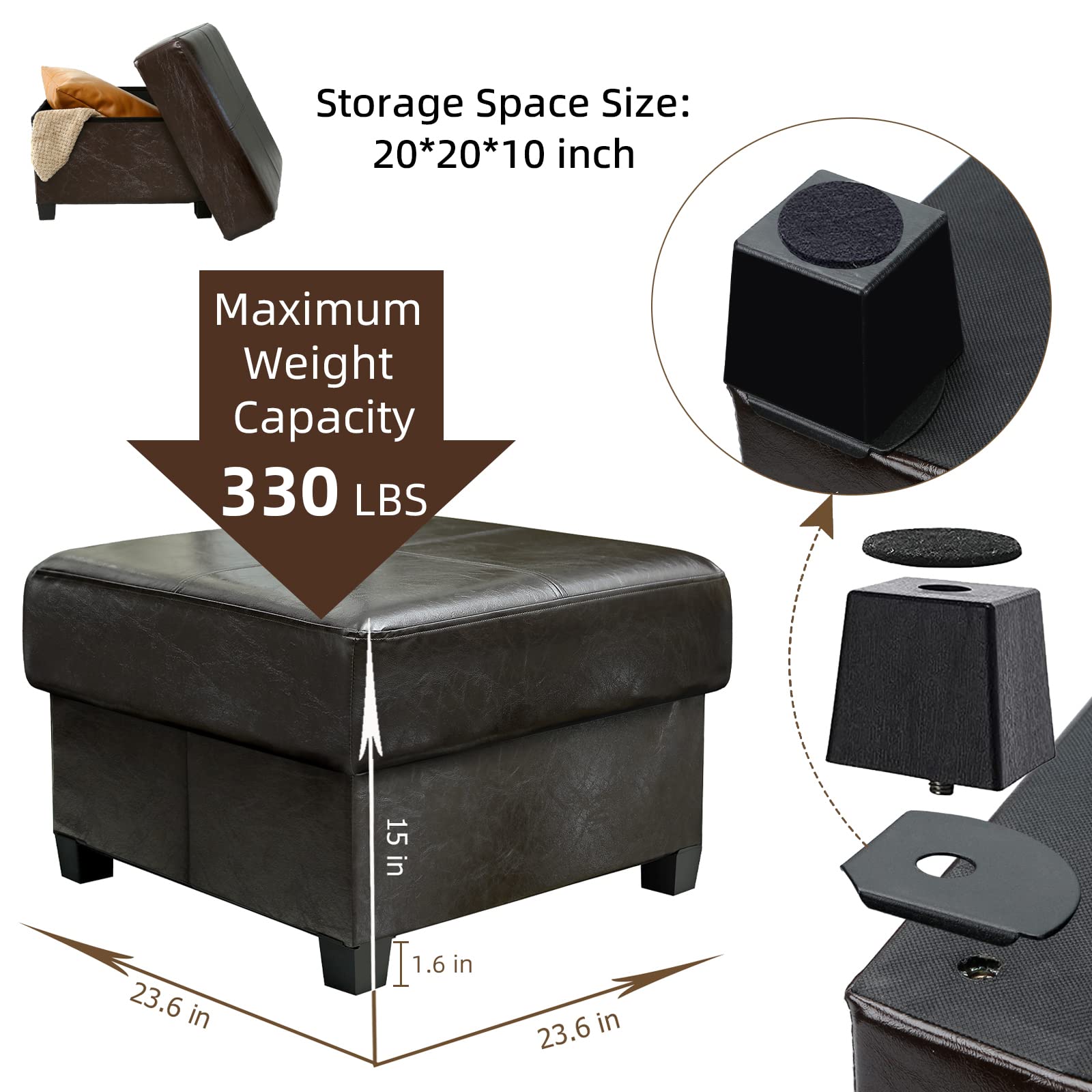 Foldable Storage Ottoman with Hidden Storage