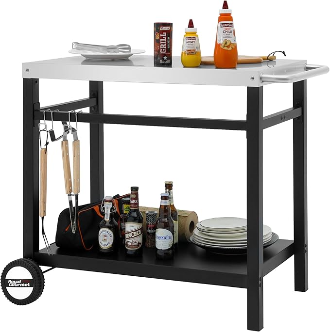 Outdoor Grill Cart with Double Shelf