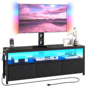 TV Stand with Mount, LED Lights & Power Outlet