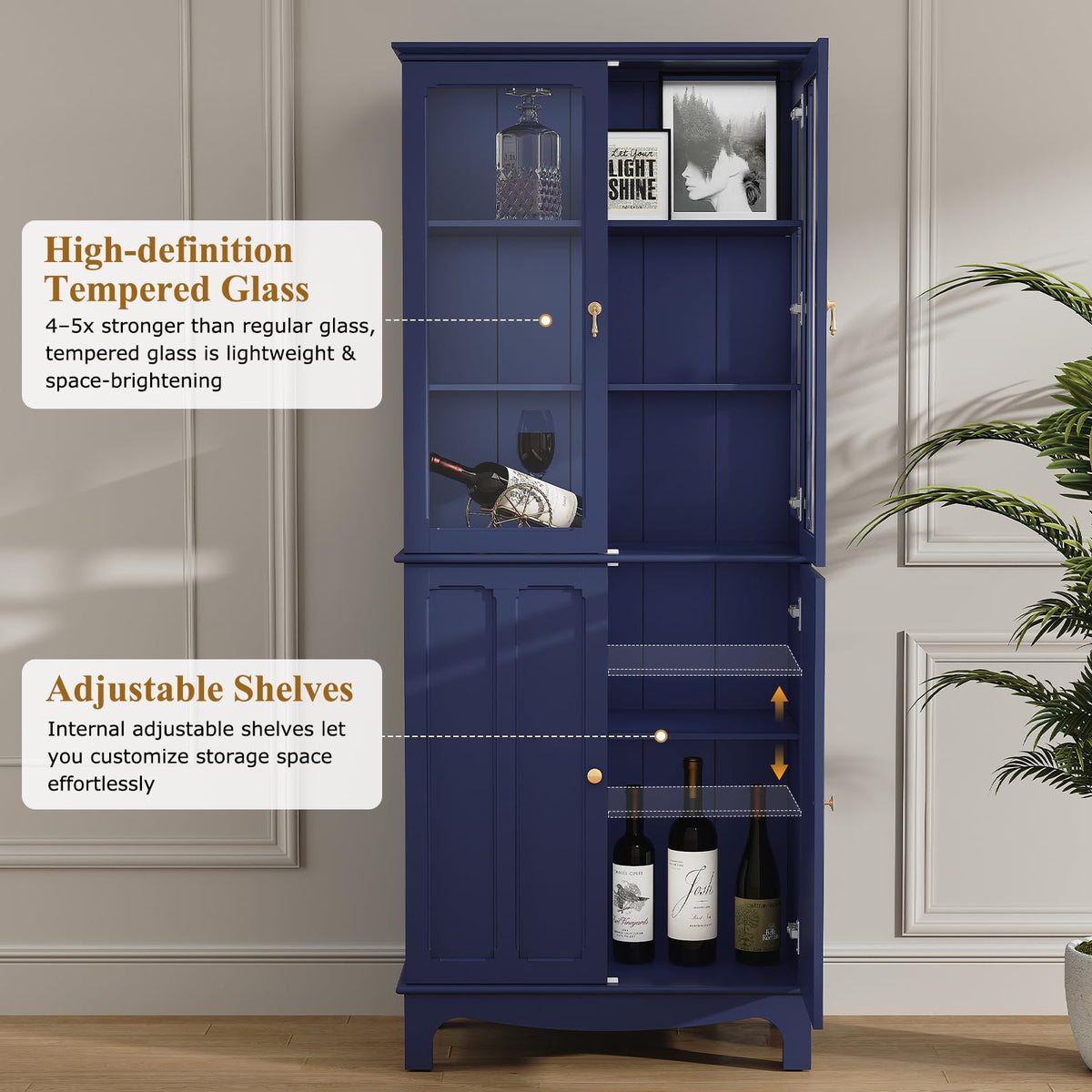 Blue Glass-Door China Cabinet