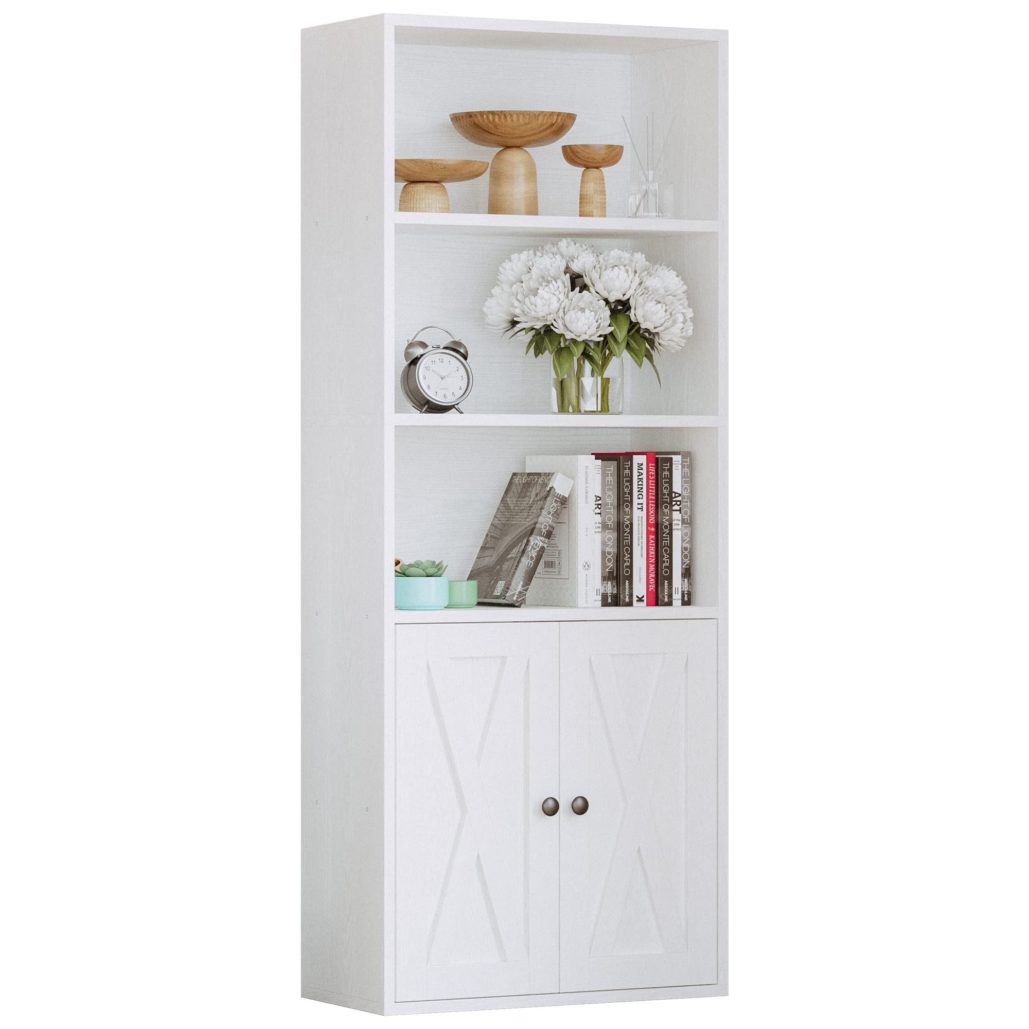5-Tier Industrial Bookcase with Doors