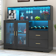 Bar Cabinet with LED Light & Wine Rack