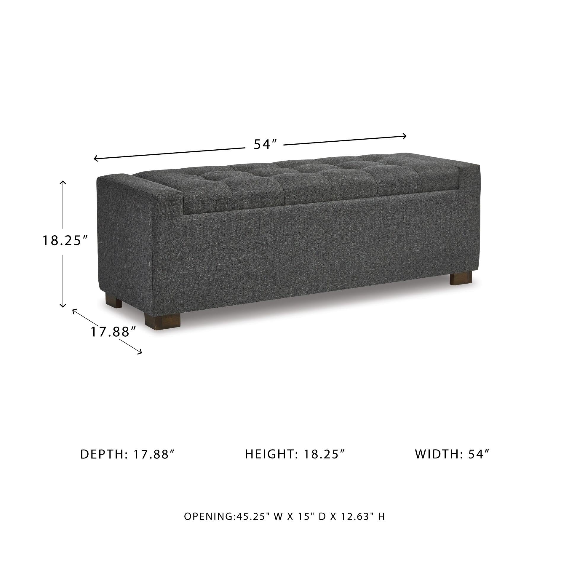 Signature Design by Ashley Cortwell Ottoman Tufted Entryway Storage Bench, Charcoal Gray