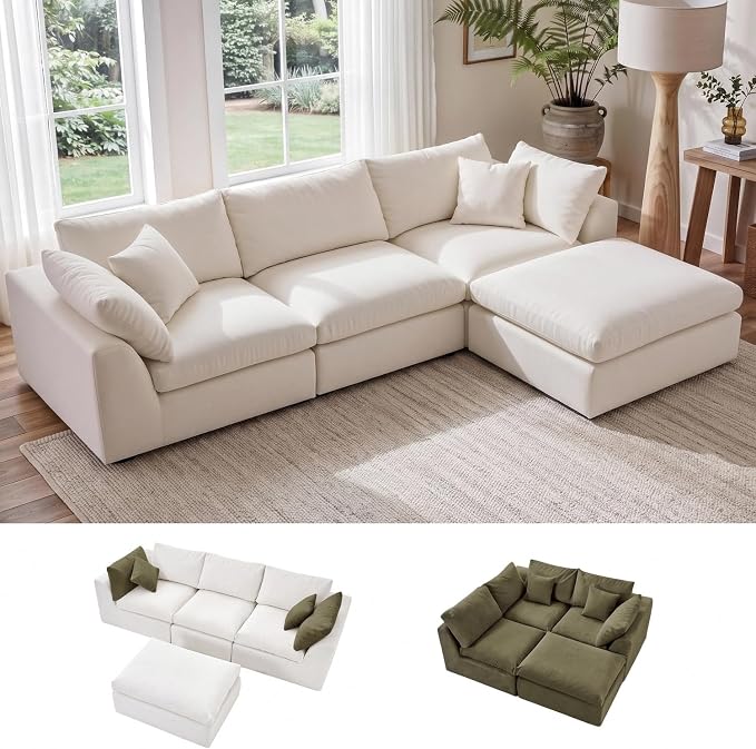 L-Shaped Sectional Sofa with Washable Covers