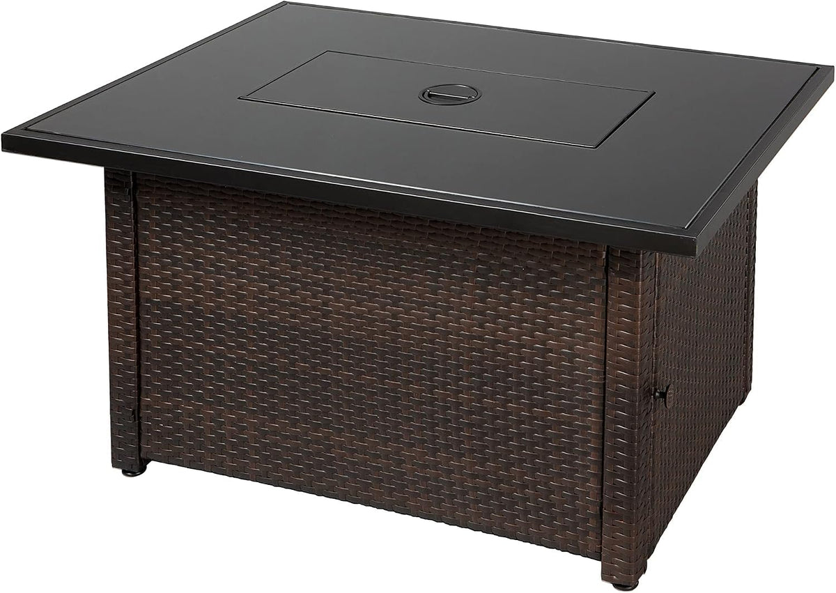 Rectangular Wicker Fire Pit Table