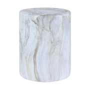 JONATHAN Y Troy Faux Marble Cylinder Accent End Table 17", Gray/Gold