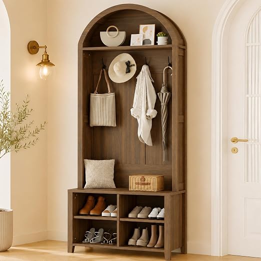 Arched Hall Tree with Shoe Storage