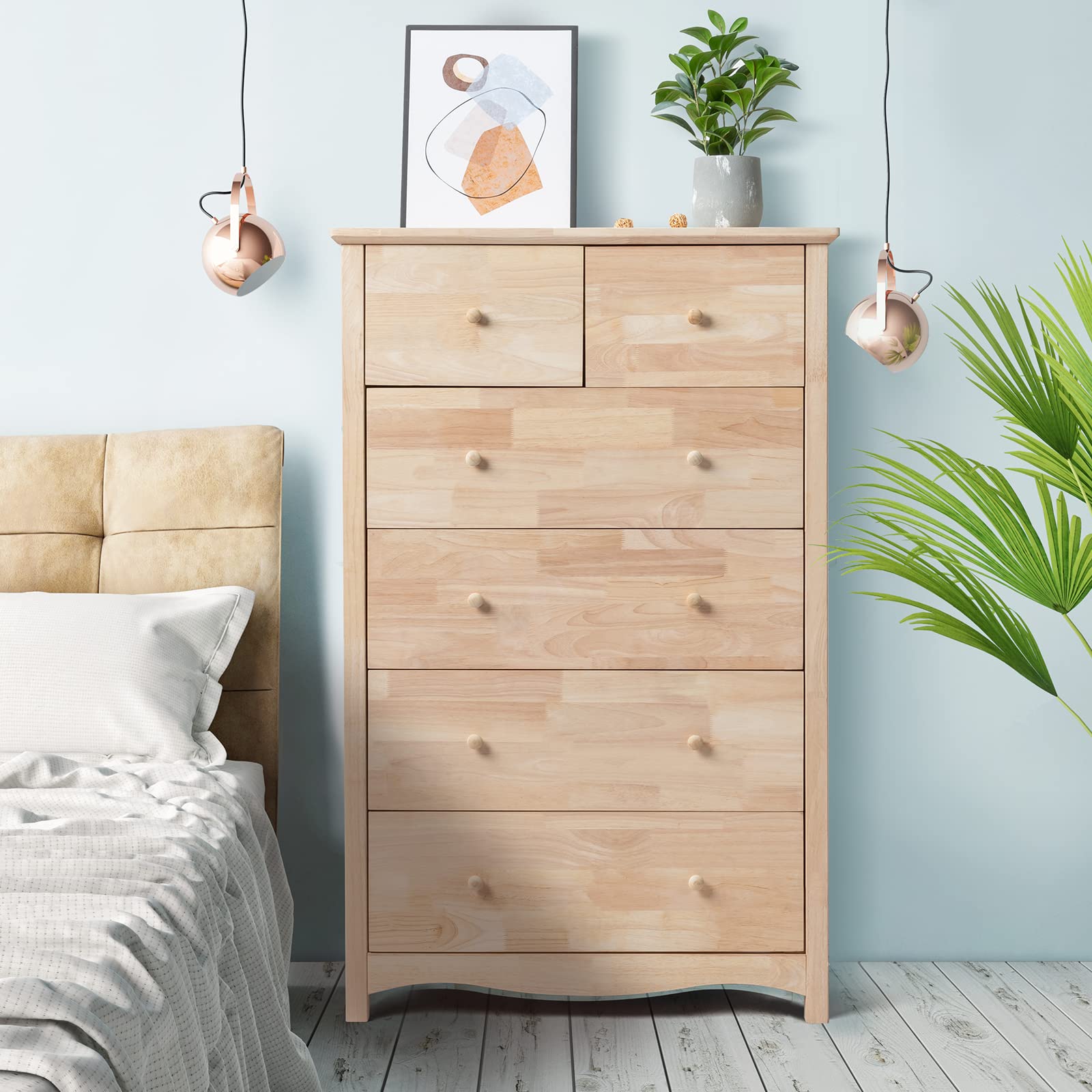 Unfinished Solid Wood Dresser with Full-Extension Drawers