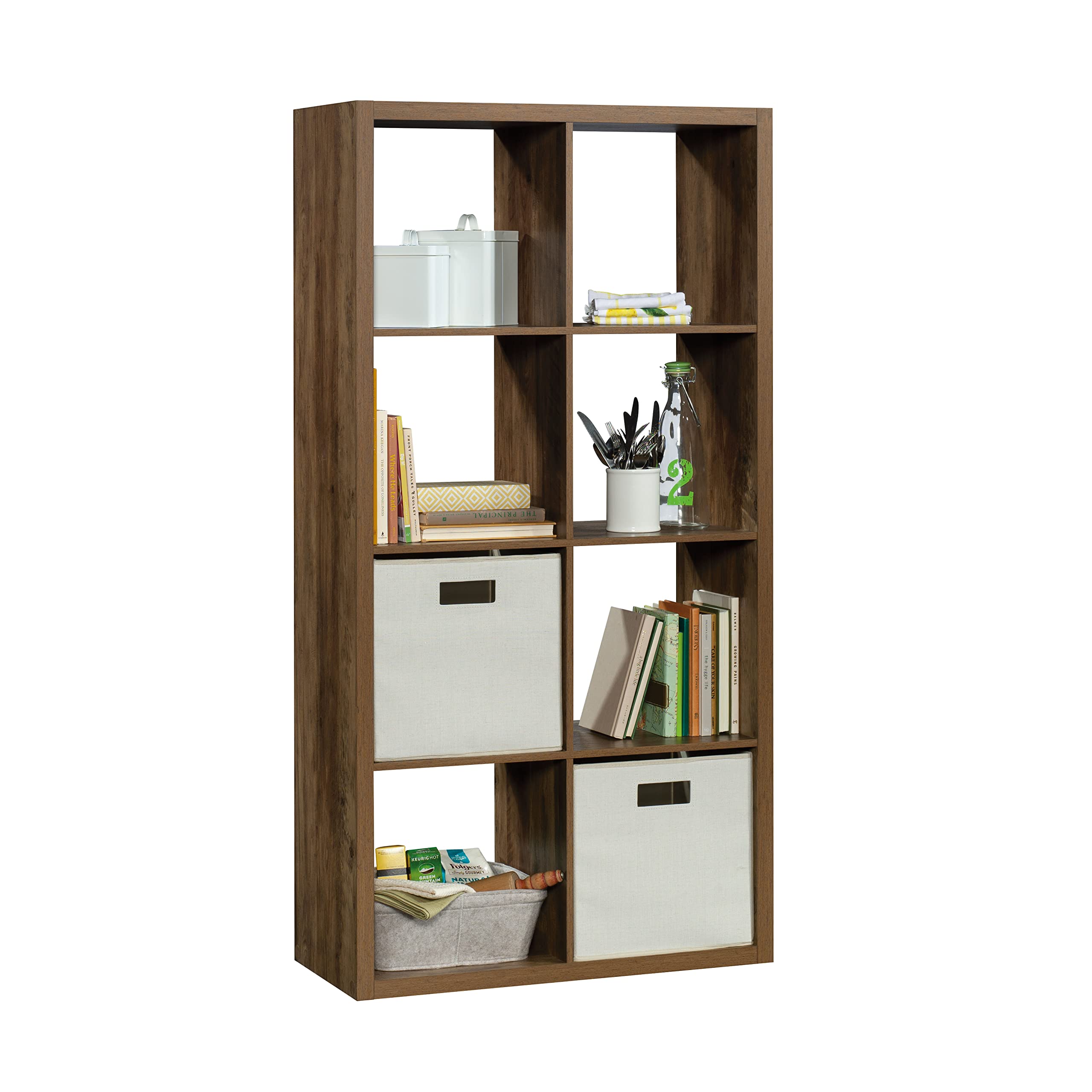 Sauder Miscellaneous Storage 8-Cube Organizer Storage Bookcase/Pantry cabinets, Rural Pine Finish