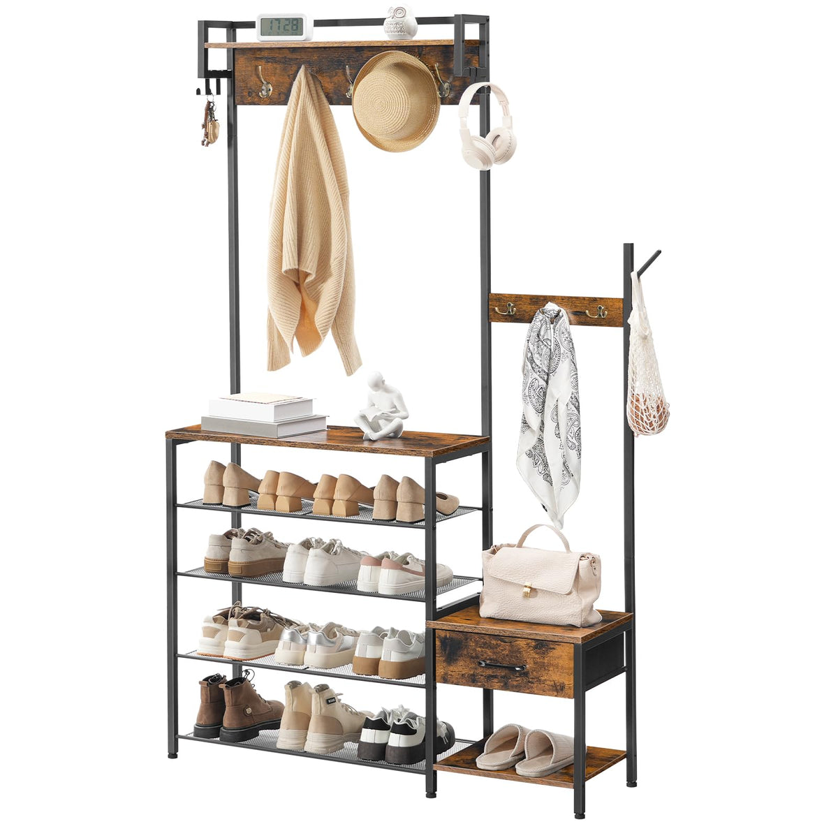 Entryway Hall Tree with Shoe Bench