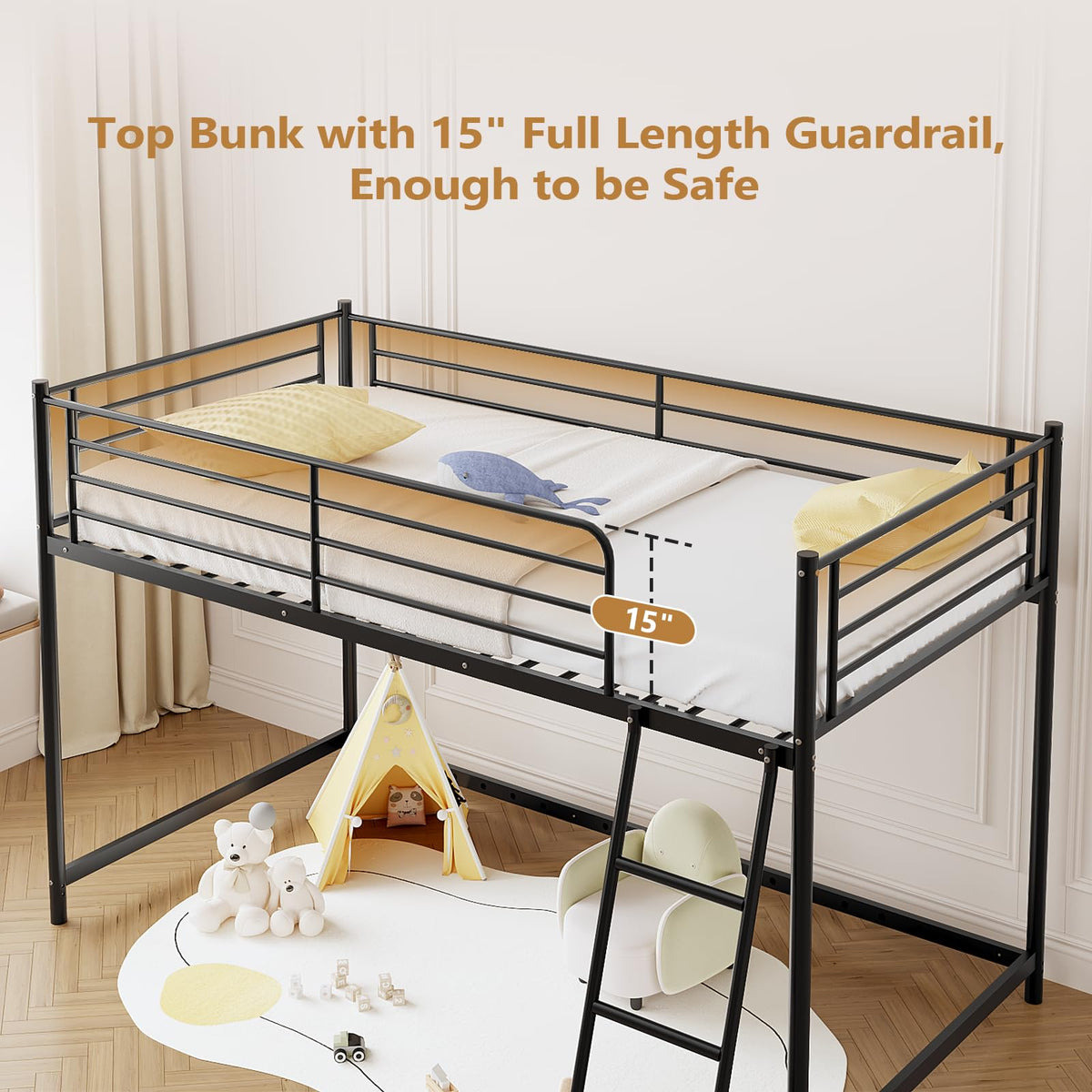 Twin Metal Low Loft Bed