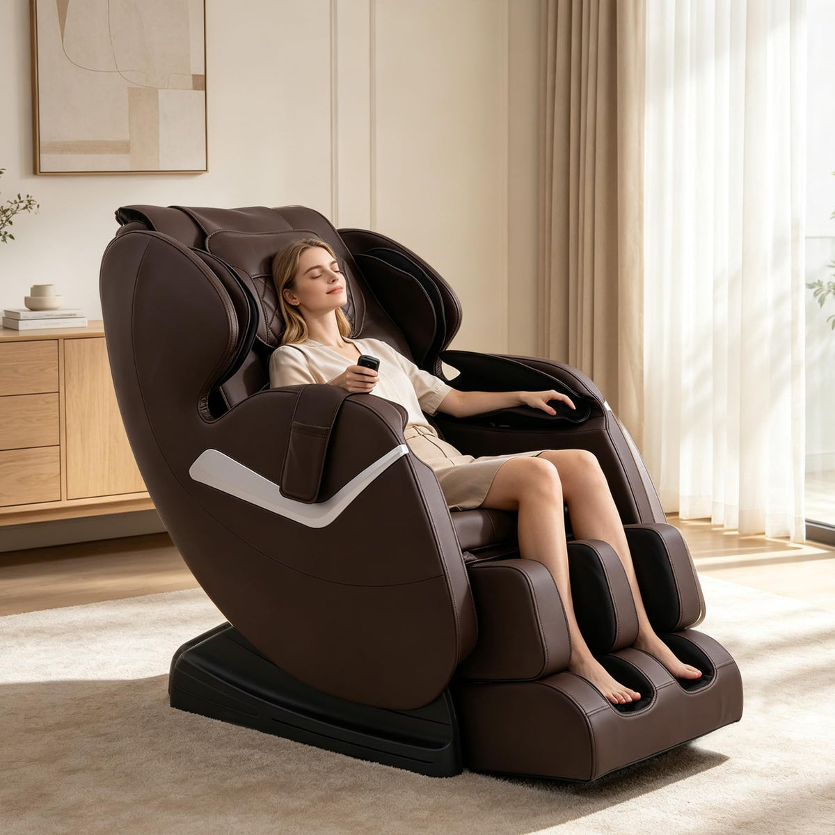 Massage Chair Full Body,Zero Gravity Massage Chair,Heating Waist,Brown