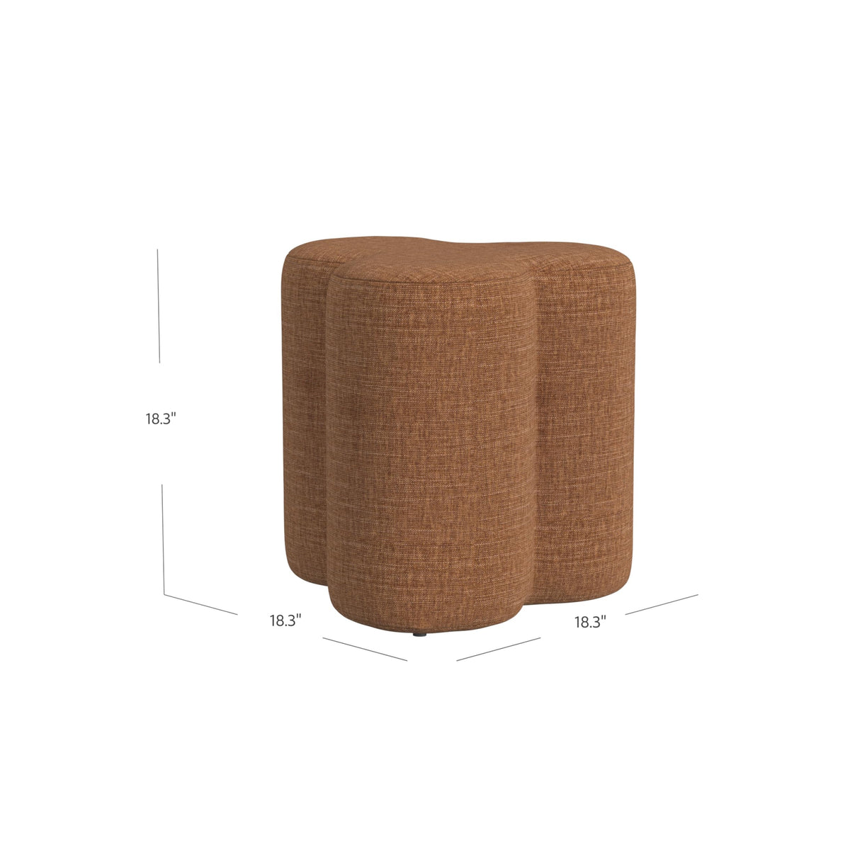 HomePop 18" Clover Ottoman - Rust Orange Chenille