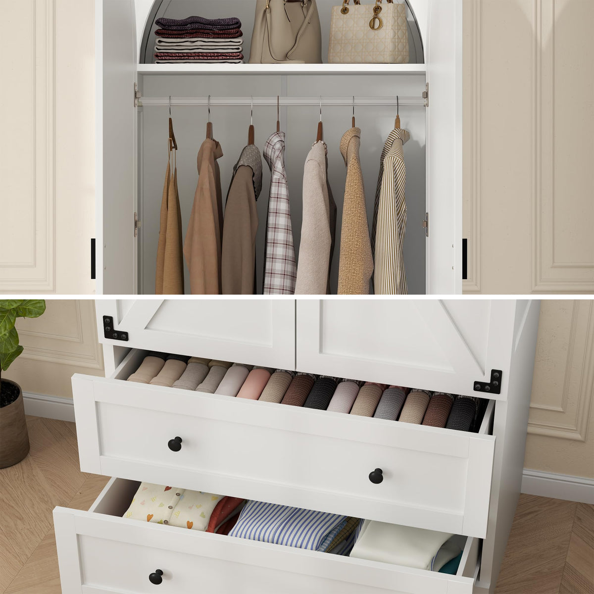White Wardrobe with Drawers