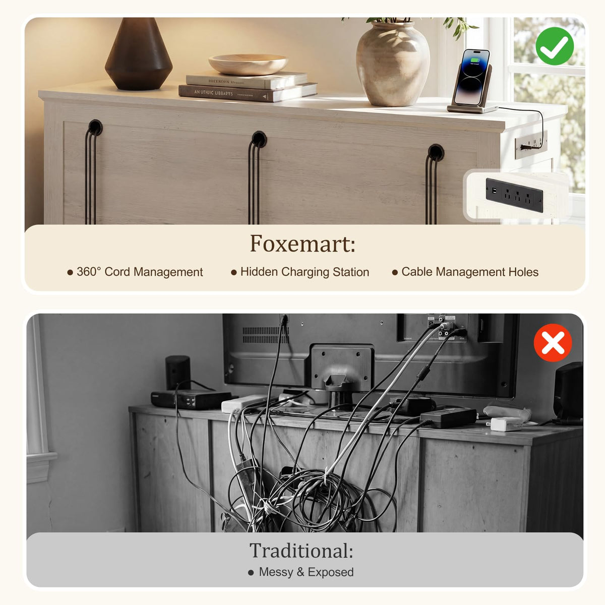 Farmhouse LED TV Stand