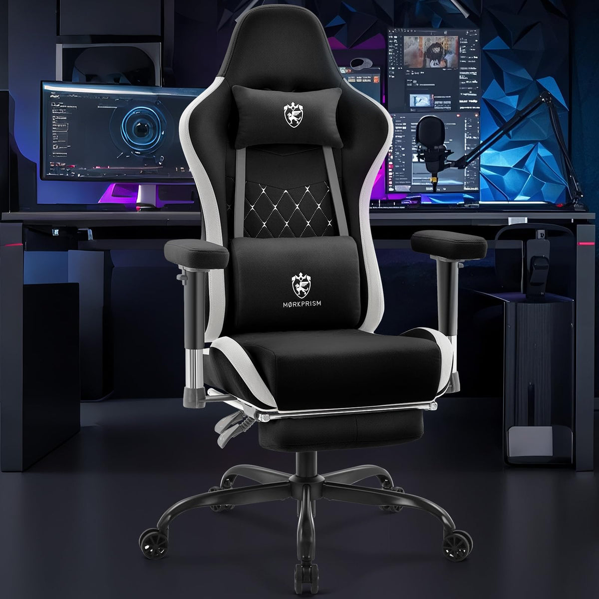 Morkprism Gaming Chair,Office Chair with Massage,Gel Pad,Black Grey