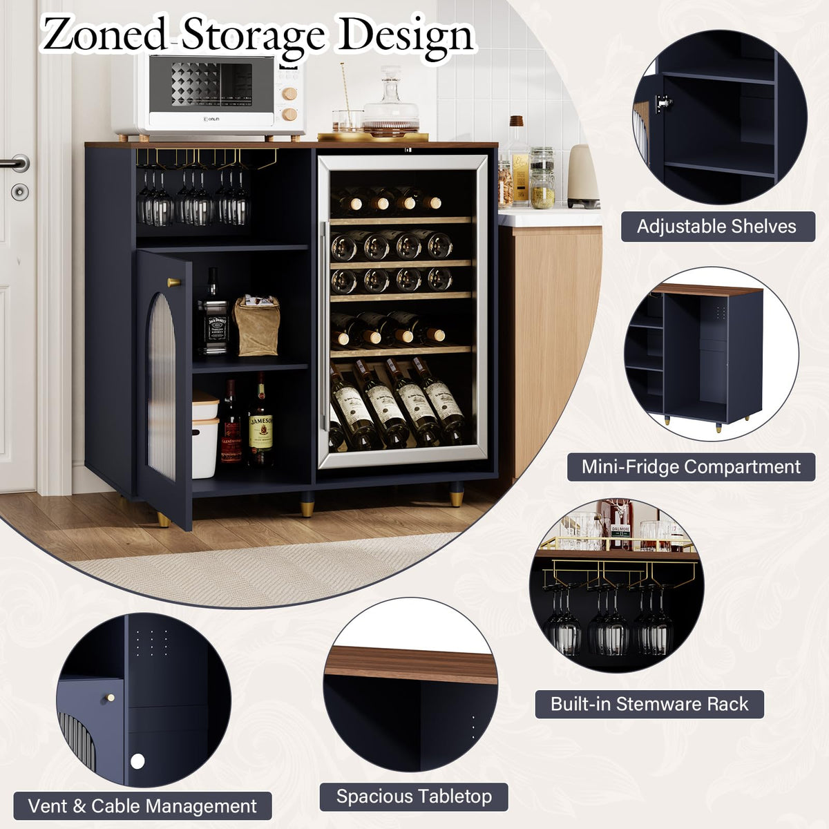 Arched Glass Bar Cabinet
