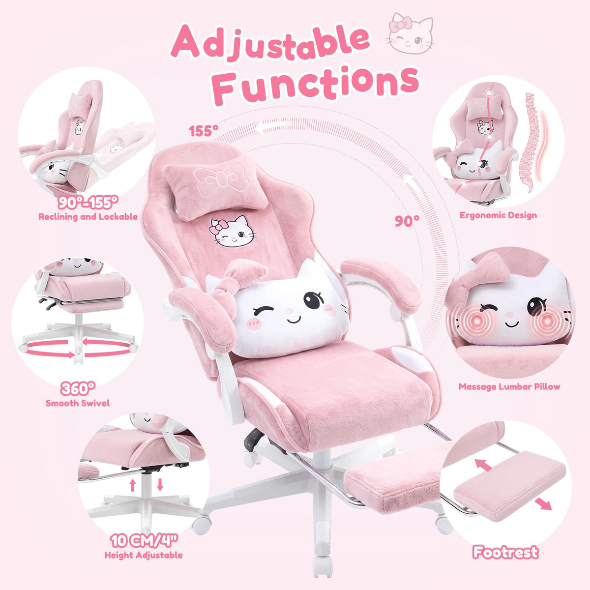 Pink Cat Gaming Chair