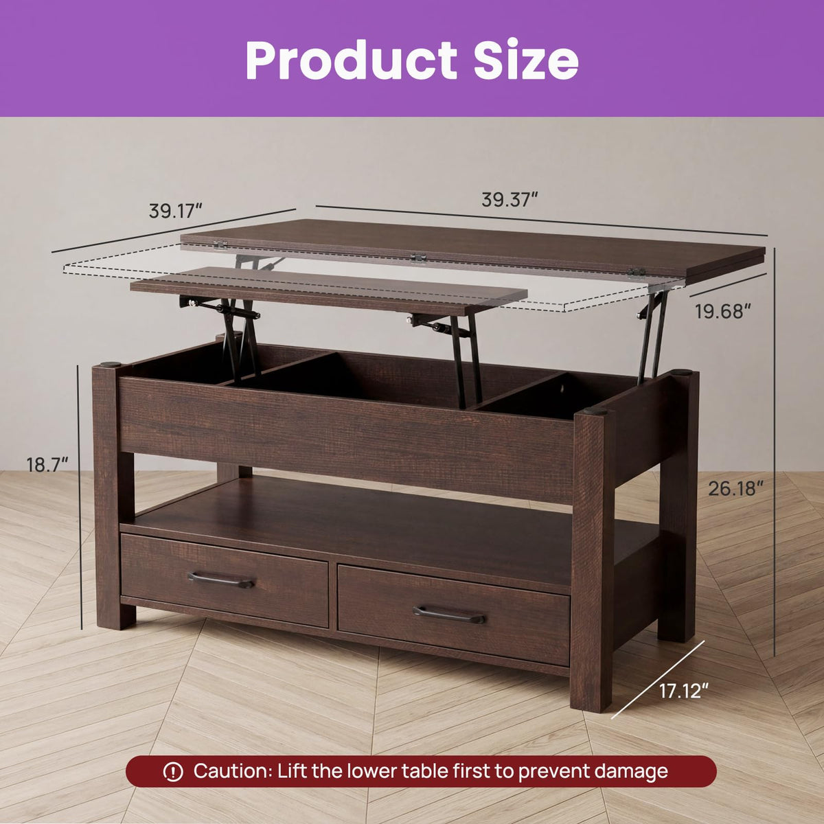 Convertible Lift-Top Coffee Table